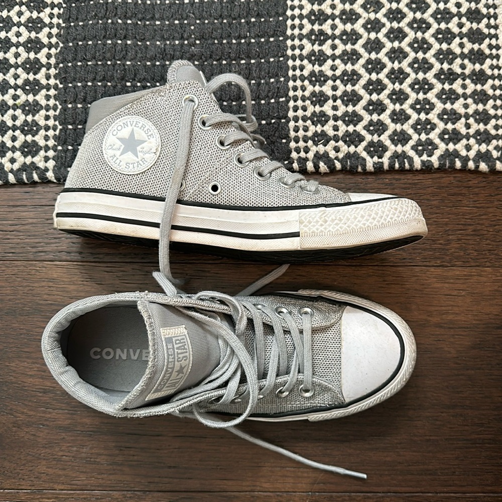 Gray high top converse size 6